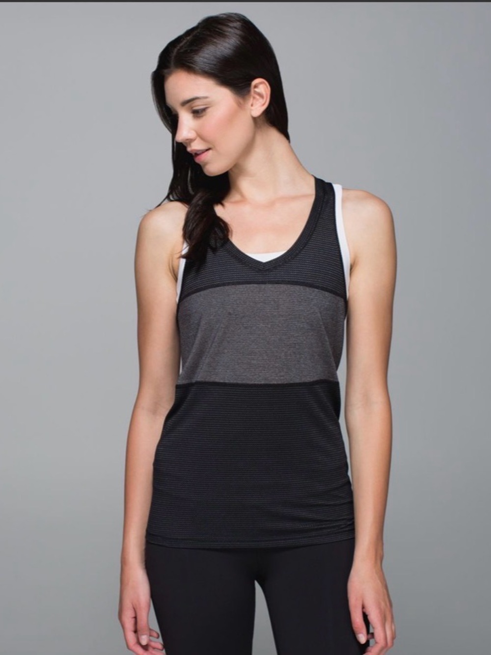 lululemon athletica Black & Gray Striped Racerback Tank